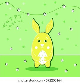  illustration of the Easter Bunny on a green background