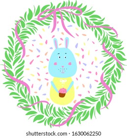 Illustration of an Easter Bunny with pastry, pattern