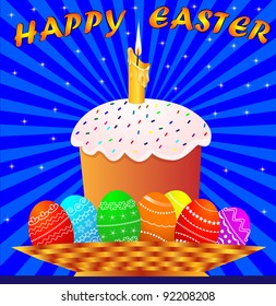 illustration easter with candle and painted egg