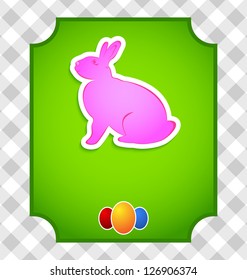 Illustration Easter card with colorful rabbit and eggs - vector