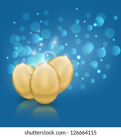 Illustration Easter card with golden eggs - vector