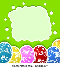 Illustration Easter card with set colorful ornate eggs - vector