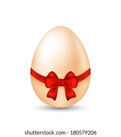 Illustration Easter celebration egg wrapping red bow - vector