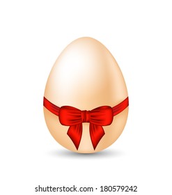 Illustration Easter celebration egg wrapping red bow - vector