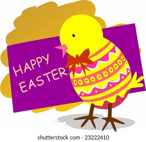 Illustration of easter chicken with colour background	