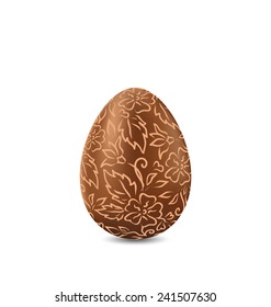 Illustration Easter chocolate egg in hand-drawn style, isolated on white background - vector