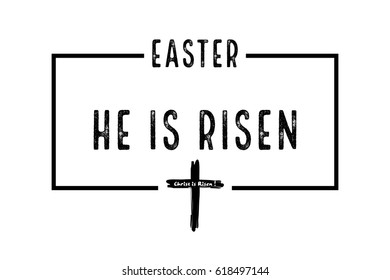 Illustration for Easter Christ is Risen in frame, White background