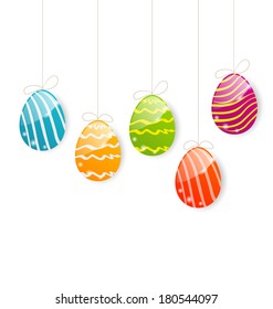 Illustration Easter colorful eggs on white background - vector