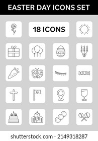 Illustration Of Easter Day Black Stroke Icon Set.