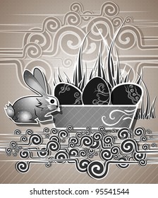 Illustration of Easter Day Bunny Eggs