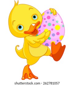 
Illustration of Easter duckling carry Egg