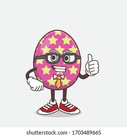 Una ilustración de la caricatura de Huevo Pascua del empresario mascota que lleva corbata y gafas