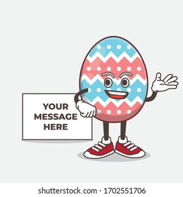 An illustration of Easter Egg cartoon mascot character with whiteboard
