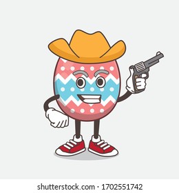 Una ilustración del personaje de la mascota Huevo de Pascua sosteniendo una pistola