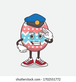 Una ilustración del personaje de la mascota Huevo de Pascua trabajando como oficial de policía