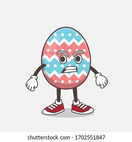 An illustration of Easter Egg cartoon mascot character with angry face