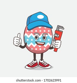 Una ilustración del personaje de la mascota de Huevo de Pascua como plomero feliz