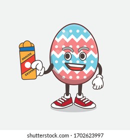 Eine Illustration von Ostereier-Cartoon-Maskottchen-Charakter, der Snacks gibt