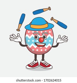 An illustration of Easter Egg cartoon mascot character play Juggling