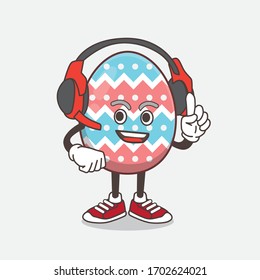 Una ilustración del personaje de la mascota Huevo de Pascua hablando en un audífono
