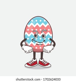 An illustration of Easter Egg cartoon mascot character with smirking face