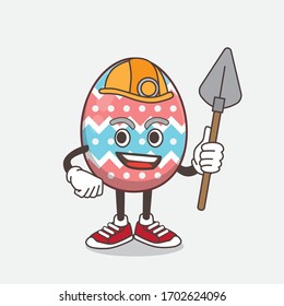 An illustration of Easter Egg cartoon mascot character as cool miner