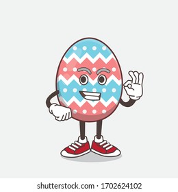 An illustration of Easter Egg cartoon mascot character with calling gesture
