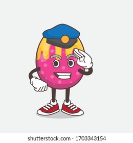 An illustration of Easter Egg cartoon mascot character working as a Police officer