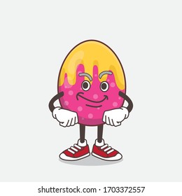 Una ilustración del personaje de la mascota Huevo de Pascua con cara sonriente
