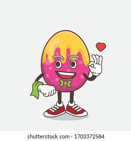 An illustration of Easter Egg cartoon mascot character working as a Waiter