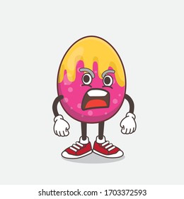 An illustration of Easter Egg cartoon mascot character with angry face