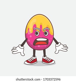 An illustration of Easter Egg cartoon mascot character with a surprised gesture