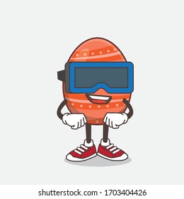 An illustration of Easter Egg cartoon mascot character with Virtual reality headset