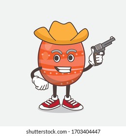 Una ilustración del personaje de la mascota Huevo de Pascua sosteniendo una pistola