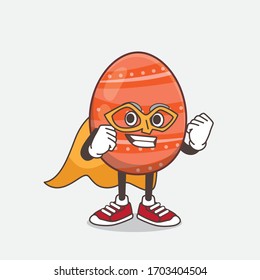 Una ilustración de un personaje de mascota de Huevo de Pascua vestido de super héroe