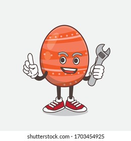 Una ilustración de personaje de mascota de Huevo Pascua como feliz mecánico