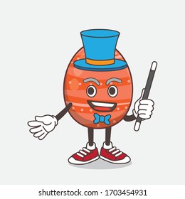 An illustration of Easter Egg cartoon mascot character performance as a Magician