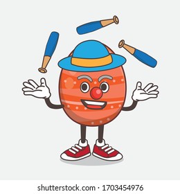 An illustration of Easter Egg cartoon mascot character play Juggling