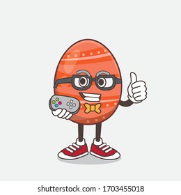 An illustration of Easter Egg cartoon mascot character as attractive gamer