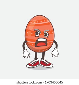 An illustration of Easter Egg cartoon mascot character with angry face
