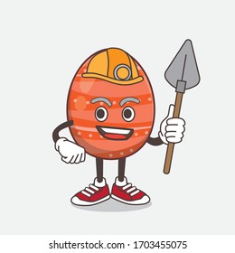 An illustration of Easter Egg cartoon mascot character as cool miner