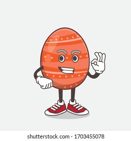 An illustration of Easter Egg cartoon mascot character with calling gesture