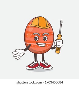 An illustration of Easter Egg cartoon mascot character as smart technician