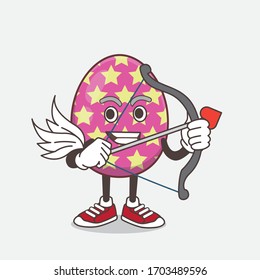An illustration of Easter Egg cartoon mascot character with assault rifle machine gun