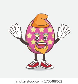 An illustration of Easter Egg cartoon mascot character performed as an Elf on the stage