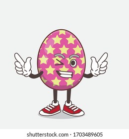 Una ilustración del personaje de la mascota Huevo de Pascua con Winking eye