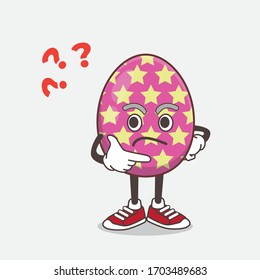 An illustration of Easter Egg cartoon mascot character in a confused gesture