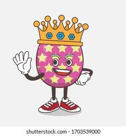 Una ilustración de la mascota del Huevo de Pascua, personaje estilizado del Rey en el diseño de la mascota de dibujos animados