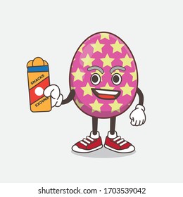 Eine Illustration von Ostereier-Cartoon-Maskottchen-Charakter, der Snacks gibt