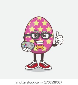 An illustration of Easter Egg cartoon mascot character as attractive gamer